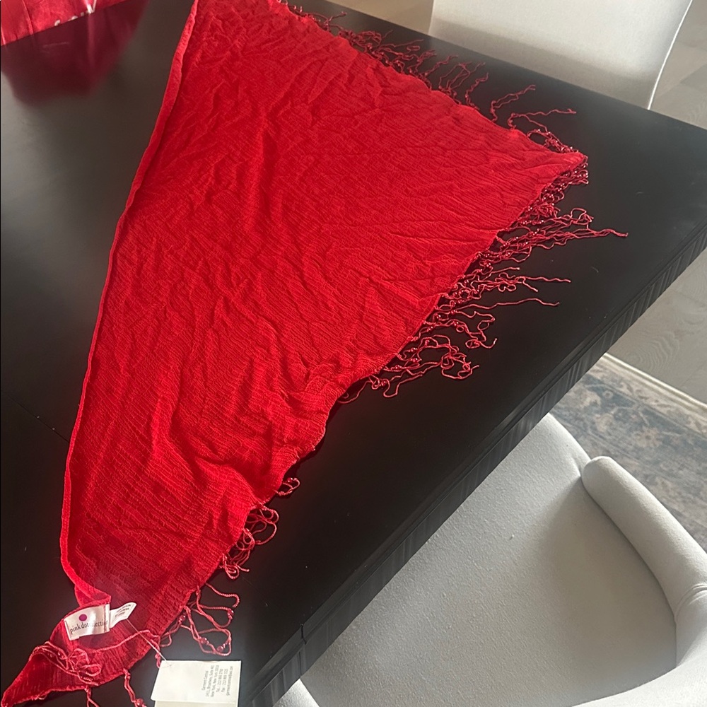 Vibrant Red Women's Scarf shawl, beads